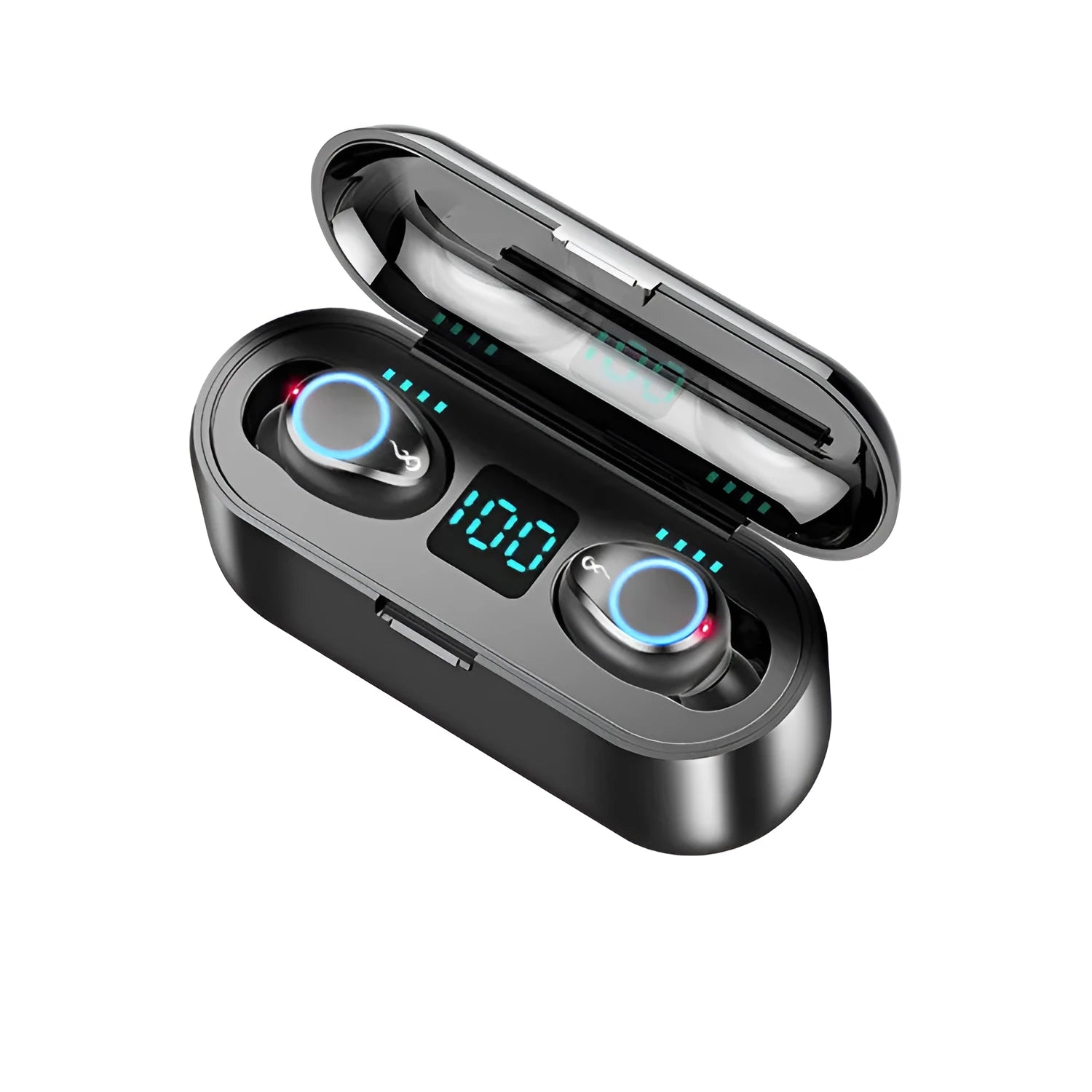Wireless Bluetooth headset with LED breathing light, in-ear design, black body, Bluetooth 5.0