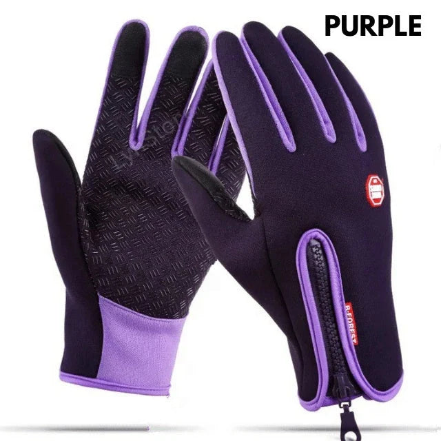 Premium touchscreen motorcycle gloves with polar fleece lining and textured grip for warmth and control