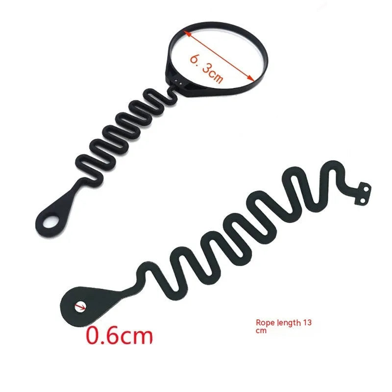 Black rubber fuel cap tether for Volvo cars shown in Circle Band and Separate Rope anti-lost strap styles.
