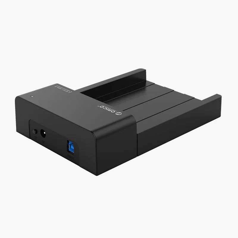 Black universal SATA hard drive enclosure for 2.5 and 3.5 inch drives with data cable