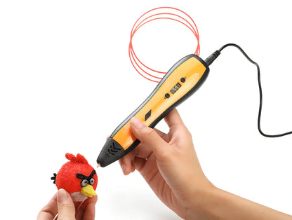 Blue children's 3D printing pen with LCD screen, 188x42x29mm size, 65g weight, 0.7mm nozzle for 1.75mm filaments