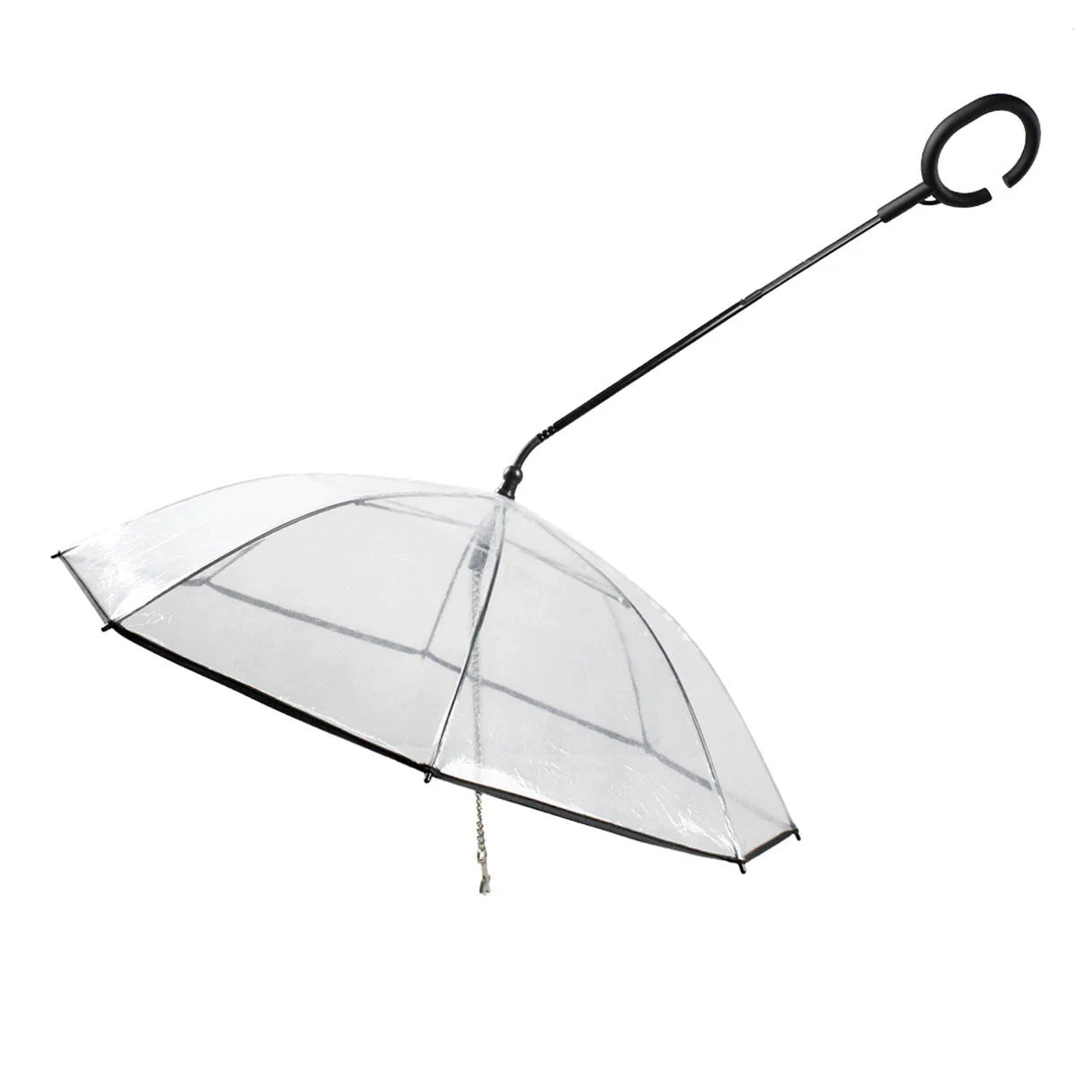 Adjustable transparent pet umbrella with C-type handle for rainy day walks