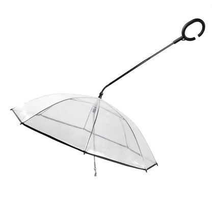 Adjustable transparent pet umbrella with C-type handle for rainy day walks