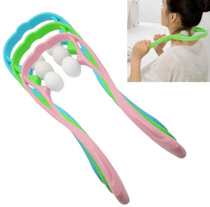 Adjustable neck massager in pink, blue, and green for deep tissue relief