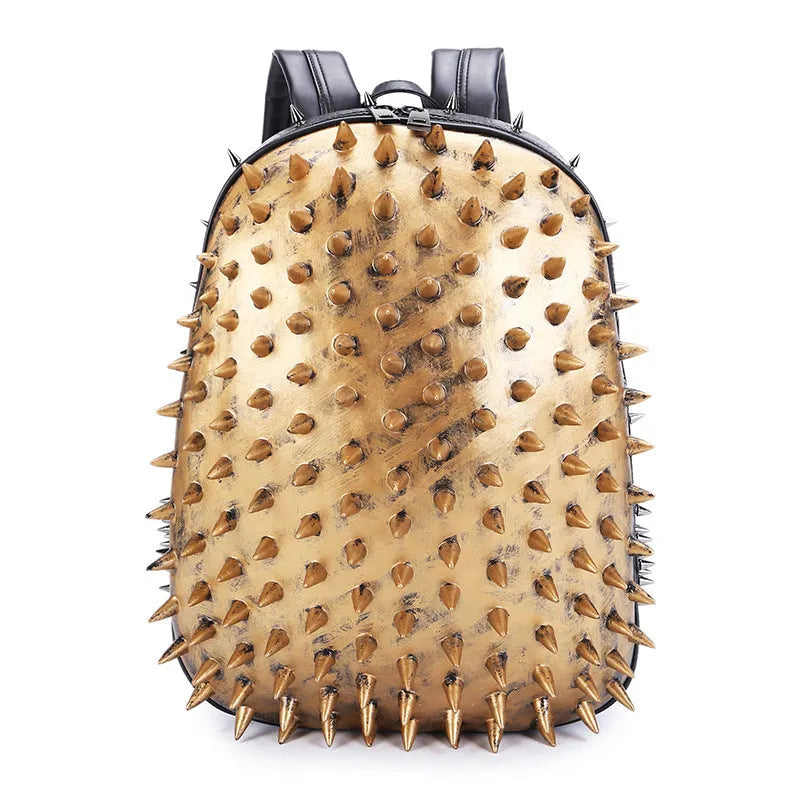 Women's wolf proof backpack in PU leather with air cushion straps and punk rock hollow-out design