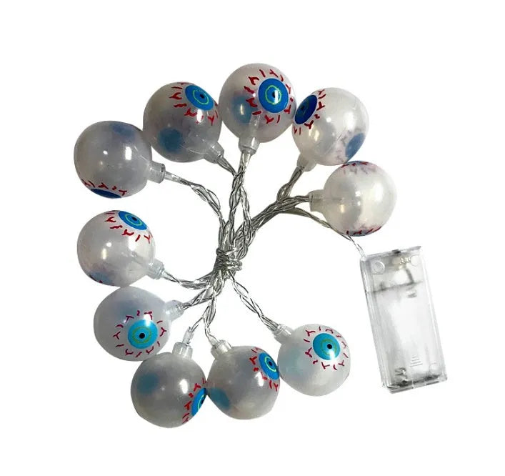 Halloween LED string lights with pumpkin, bat, ghost and spider decorations on a 1.2m waterproof battery-powered string