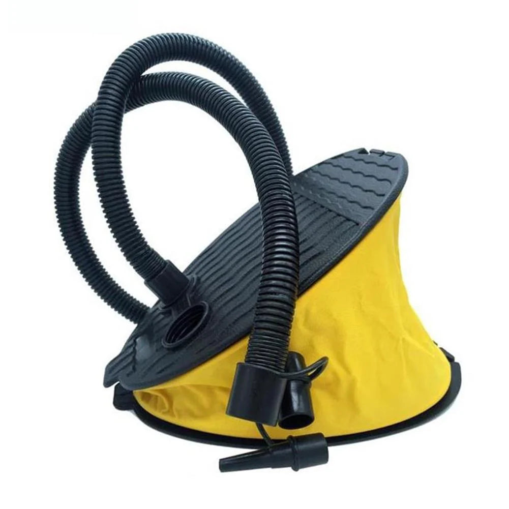 AIRHEAD High Volume Bellows Foot Pump in yellow with hose and adapters