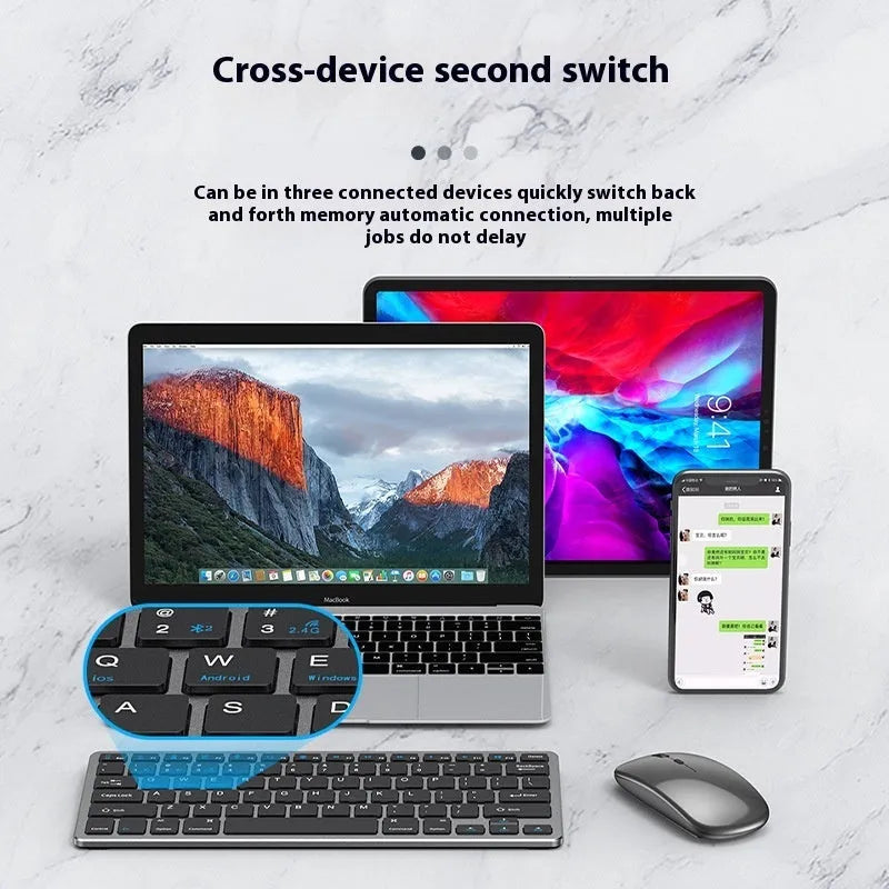 Ultra-thin wireless keyboard and mouse combo set in black, gun colour or silver with USB receiver and keyboard cover