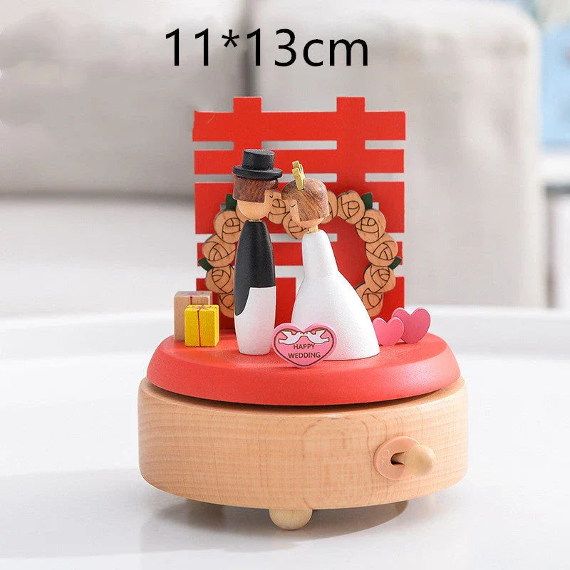 Innovative rotating wooden music box with Yunsheng movement, European-style design