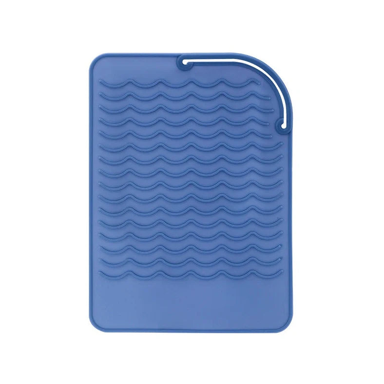 Silicone heat-proof mat for hair styling tools in pink, green, dark blue, or grey