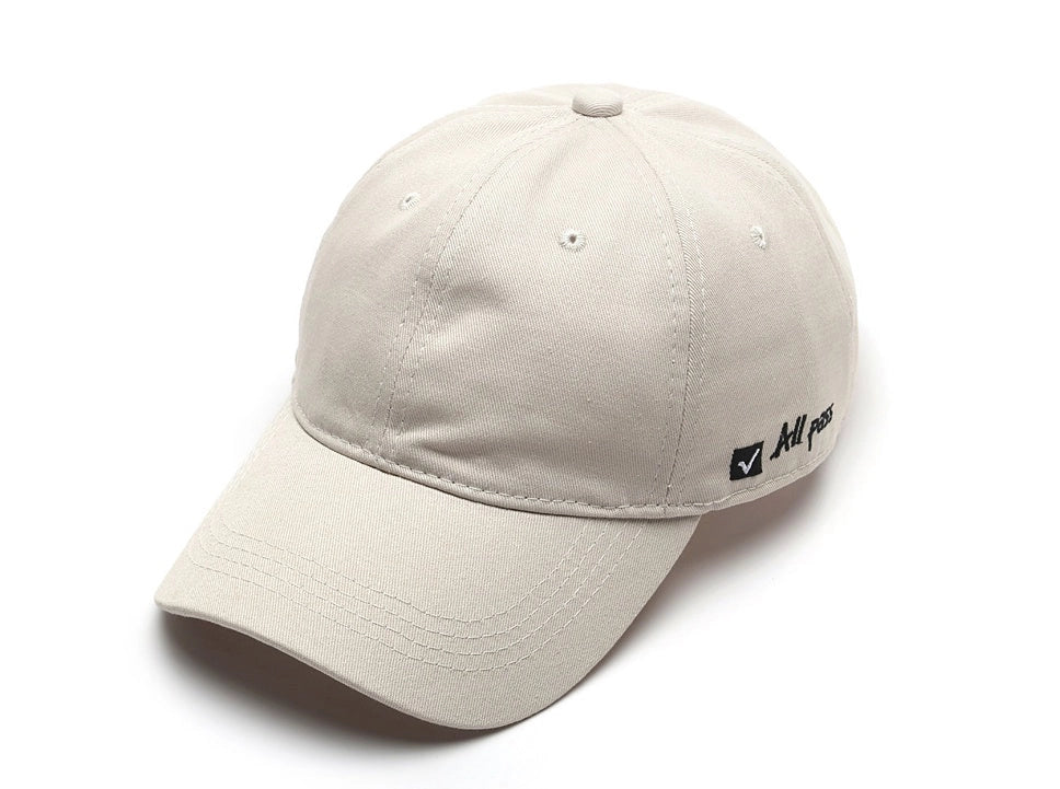 Adjustable cotton baseball cap with side letter embroidery in multiple colours