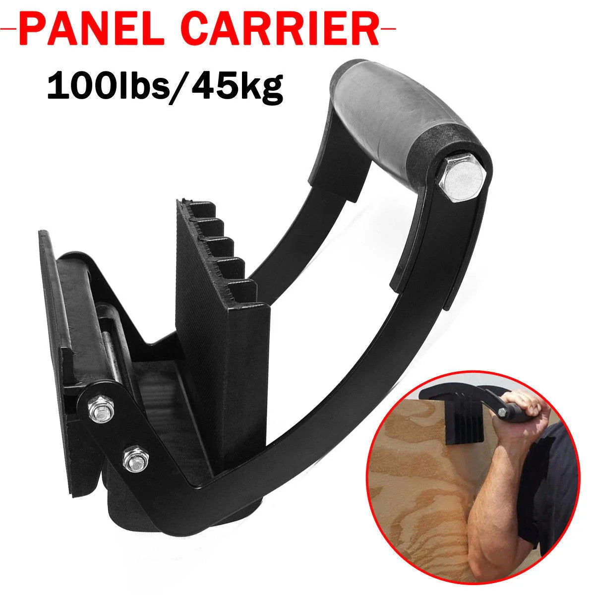 Metal and wood panel handle with quick clip for easy panel transport