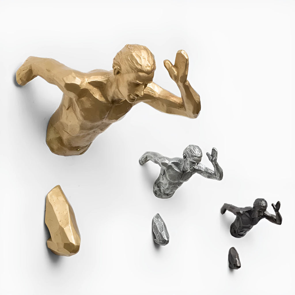Resin character wall hanging decoration modern simple design metallic finish