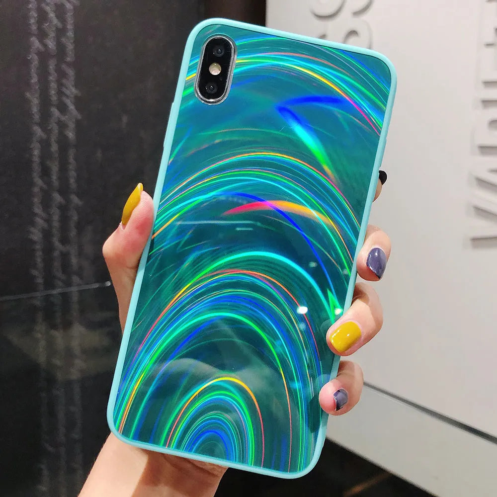 Marble pattern silicone phone case for Samsung Galaxy smartphone on a table.