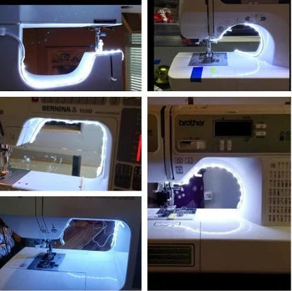 Sewing machine LED light strip with touch-sensitive dimming controls, providing ample illumination for crafting projects