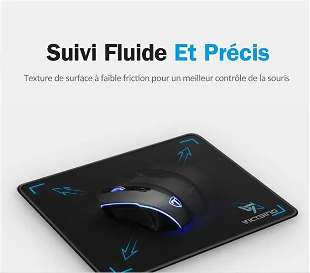 Black thickened rubber mouse pad with rough grain surface texture on desk