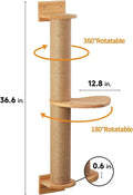 Wood-coloured cat climbing frame with wall platforms and flax cordage scratching surfaces