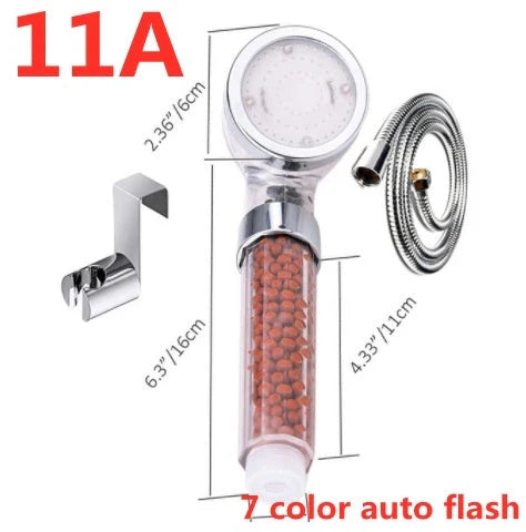 Colour-changing LED shower head with temperature sensor and high-pressure design