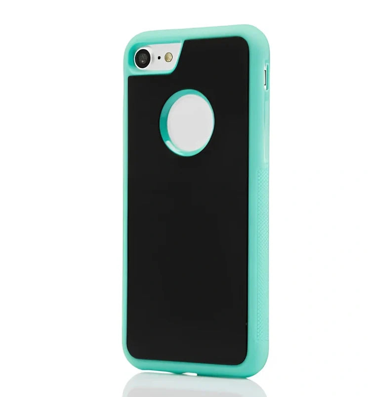 Black anti-gravity nano-adsorption phone case sticking to glass surface, compatible with iPhone 13 Pro Max, TPU-PC material