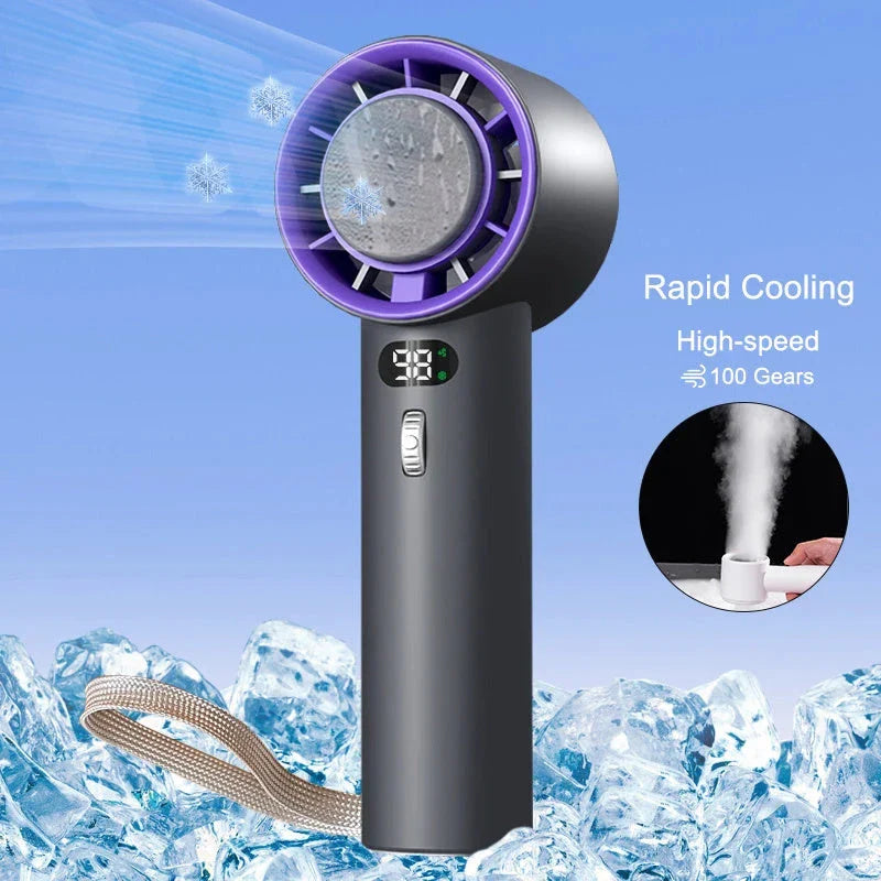 Portable Handheld Turbo Fan with Adjustable Cooling and Long-Lasting Battery - Compact Personal Cooling Device