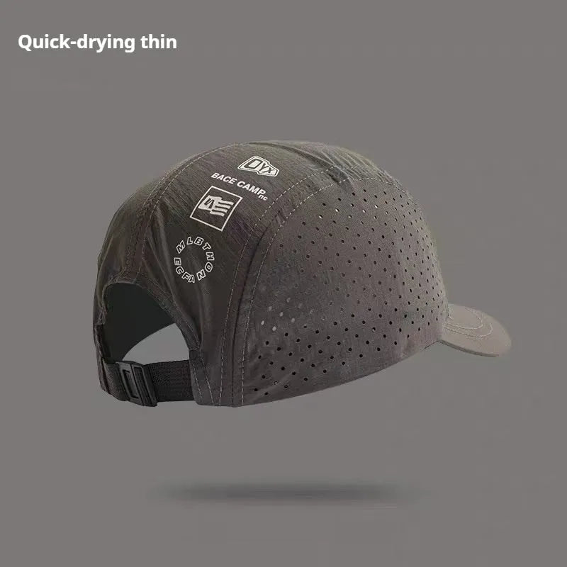 Men's purple breathable mesh baseball cap with adjustable strap and dome crown.