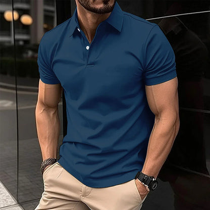 Men's short sleeve cotton polo shirt in a variety of classic colors and sizes