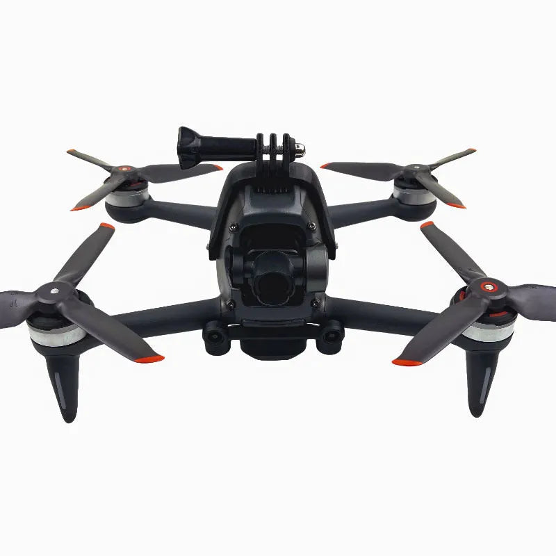 FPV drone panoramic top expansion bracket made of 3D printed hard plastic with soft sponge padding.
