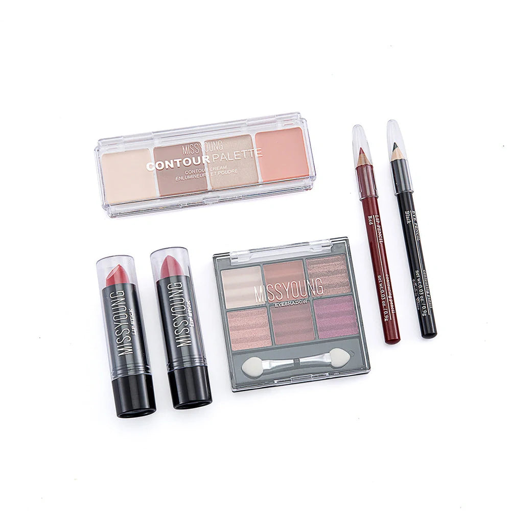 Contouring balm eyeshadow palette lipstick cosmetic set with eight colours in aluminium case