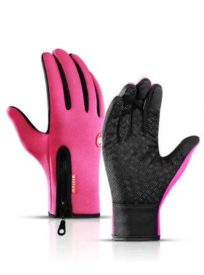 Premium touchscreen motorcycle gloves with polar fleece lining and textured grip for warmth and control