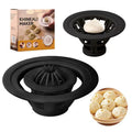 Set of four identical black plastic baozi moulds for shaping steamed buns and dumplings