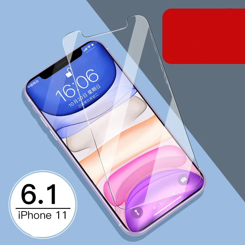 iPhone tempered glass screen protector and rear camera protector film set for 11, X, and XS models.