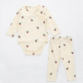 Baby cotton romper two-piece suit in neutral colours for infants 1-3 years old