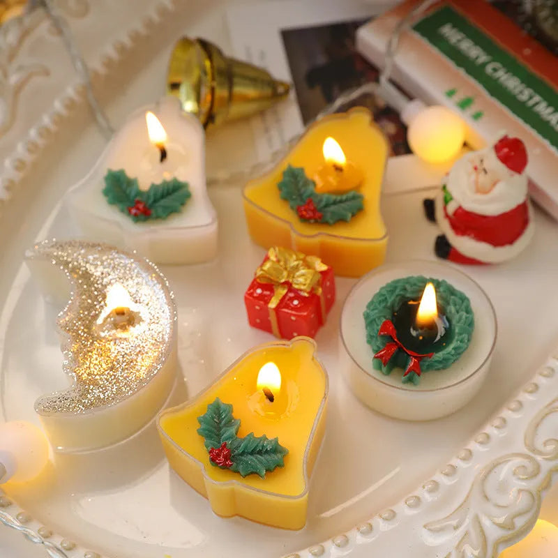 Creative Christmas tea wax tree bell personalised candle in cup shape multicolour options