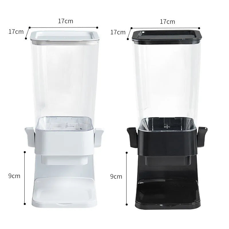 Countertop cereal dispenser with chute opening and levers, 5.5 quart capacity, black colour