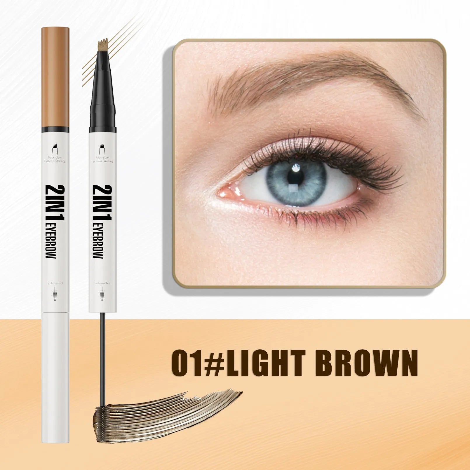 Two-in-one waterproof eyebrow cream in 5 shades with smudge-proof formula