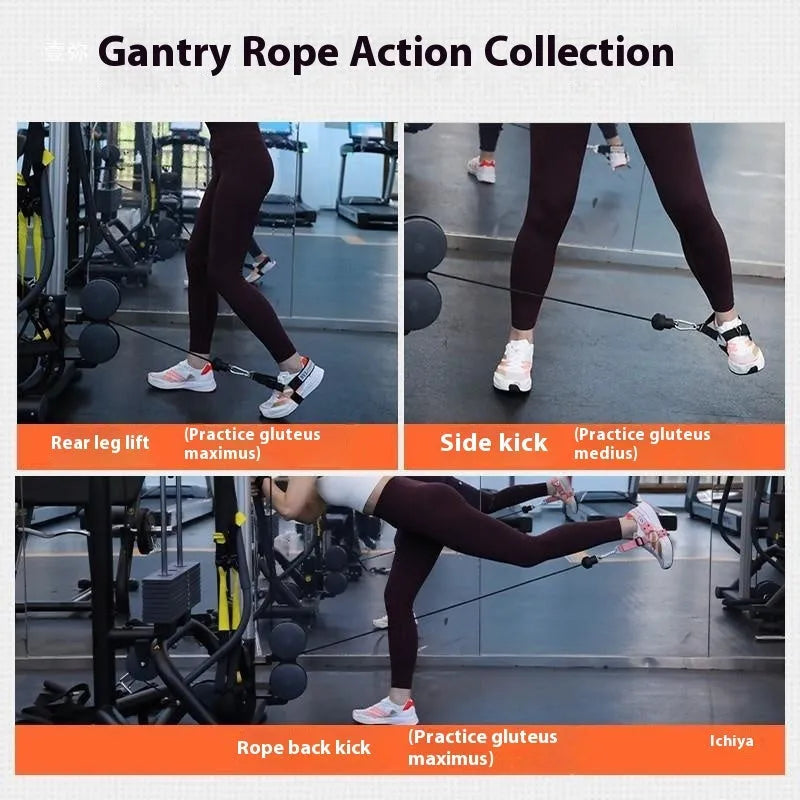Ankle buckle leg strength strap tension training accessories with rope attachments