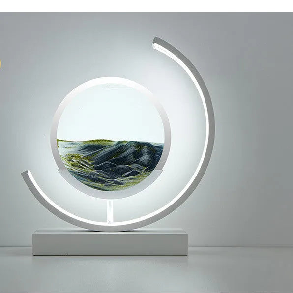 3D quicksand painting LED lamp with touch switch, aluminium glass frame, 250mm x 240mm, white and purple colour option