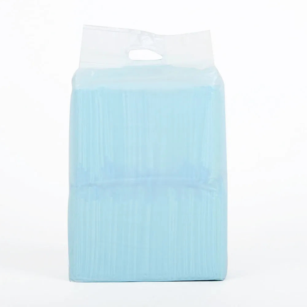 Blue disposable puppy diapers for dogs in L and S sizes with odour control and changing pad