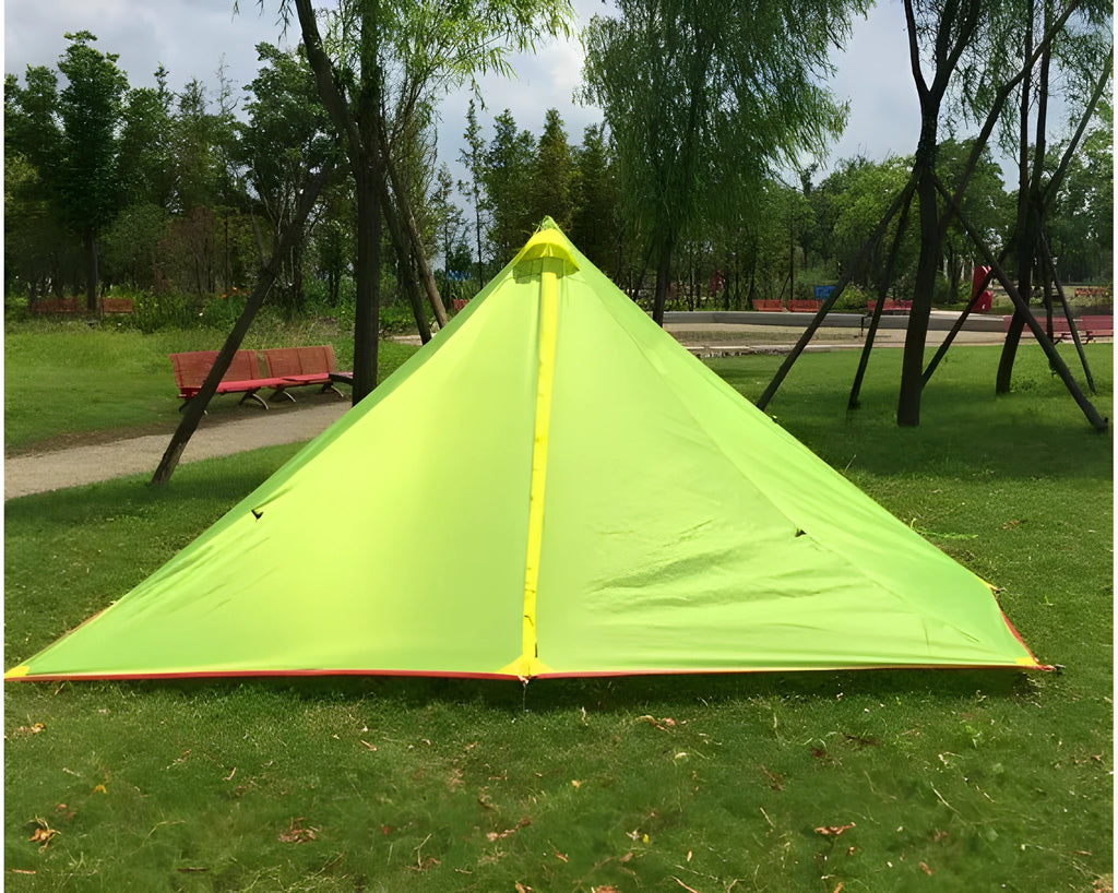 Poleless gold-shaped camping tent 270x160x130cm with 210T tear-resistant outer and net yarn inner