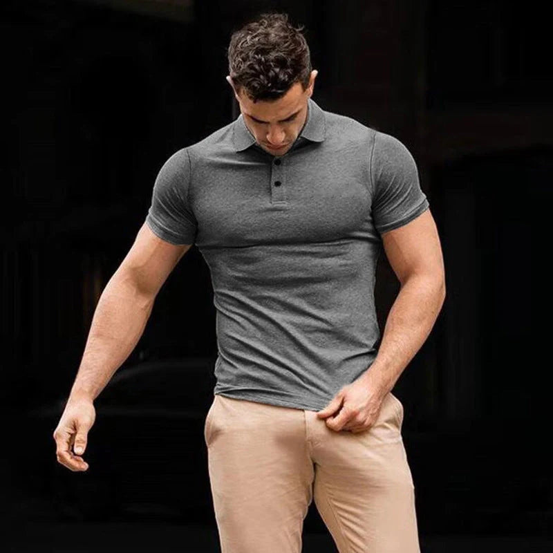 Men's slim fit cotton polo shirt for summer sports in various colours