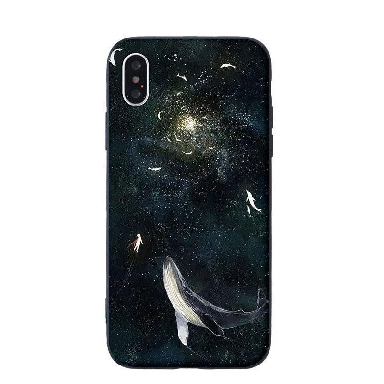 Silicone mobile phone case with whale pattern design for Apple iPhone protection