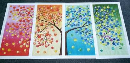 Set of 4 high-definition canvas prints featuring vibrant tree leaves and fruit