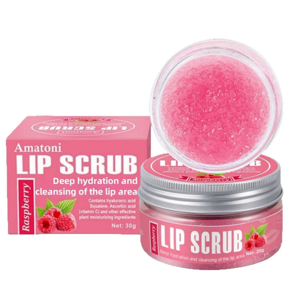 Amatoni lip scrub cream tube in fruit flavours for exfoliating and moisturising dry lips