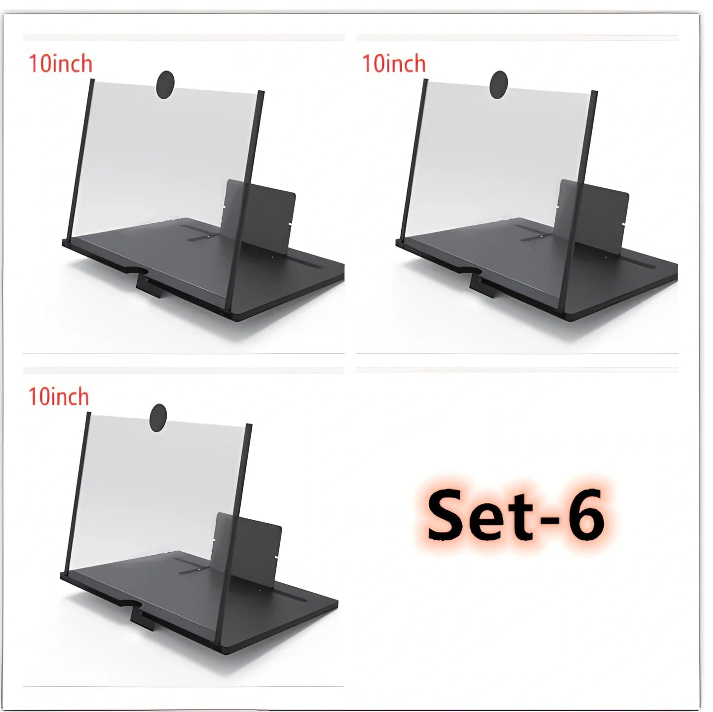12-inch foldable mobile phone screen magnifier with 3-4x magnification in black colour