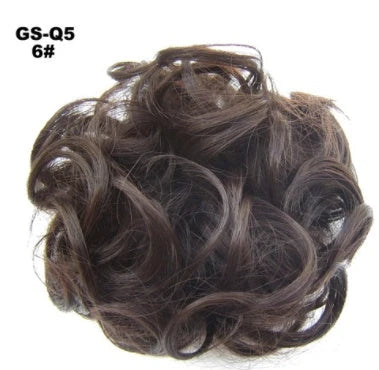 Synthetic wavy curly messy hair bun for women, 12cm diameter, high-temperature wire