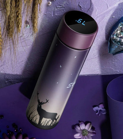 Stainless steel vacuum flask with LED touch display temperature control, available in a variety of colors and sizes