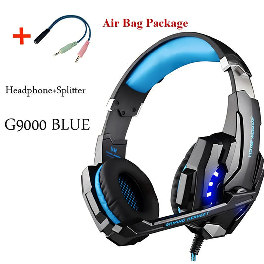 Black and red wired gaming headset with 40mm speakers, microphone, and 2.1m braided cable for surround sound gaming