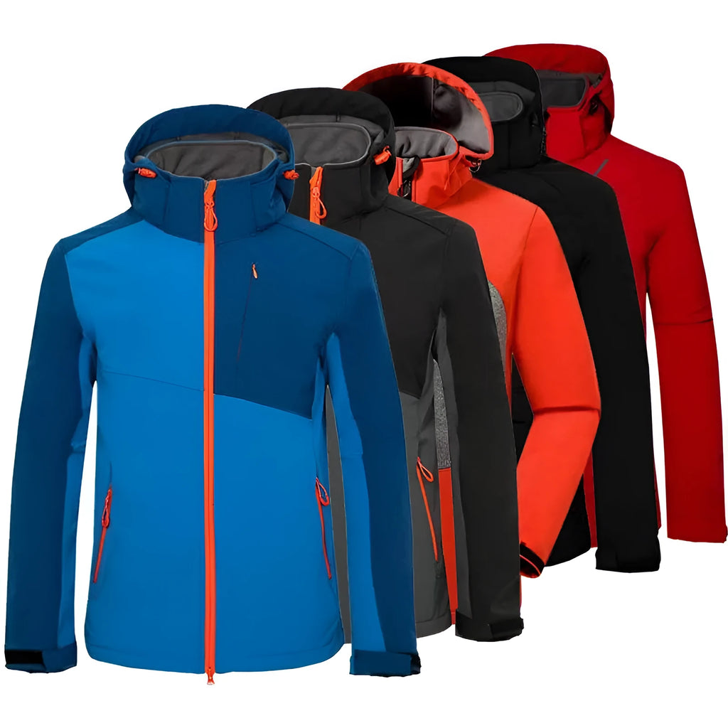 Men's outdoor mountaineering storm suit windbreaker soft shell suit in polyester blend, available in multiple colours