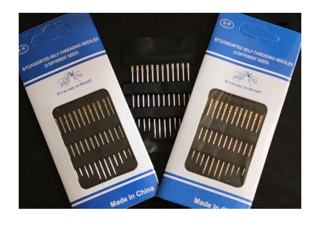 Dual-purpose blind sewing needle set for easy threading and sewing