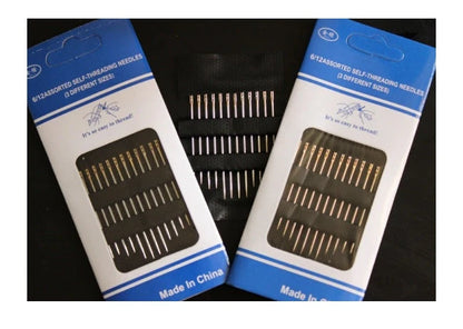 Dual-purpose blind sewing needle set for easy threading and sewing